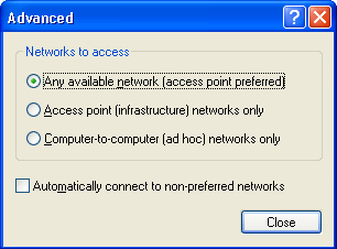 figure 13-1 advanced wireless network connection properties