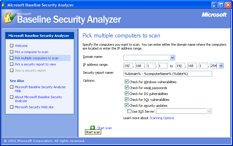 figure 24-3 defining scanning options for a multiple computer scan