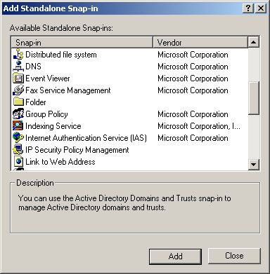 figure 1-9 the add standalone snap-in dialog box