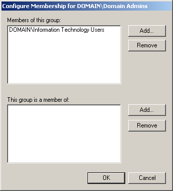 figure 3-8 the configure membership dialog box for restricted groups