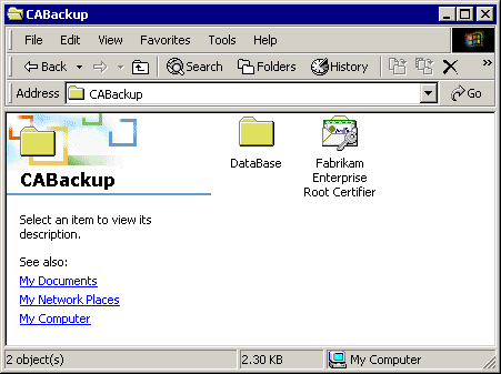 figure 5-17 a ca backup certificate and database