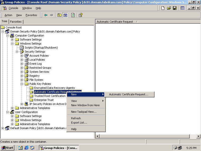 figure 6-4 the group policy editor showing the public key policies container
