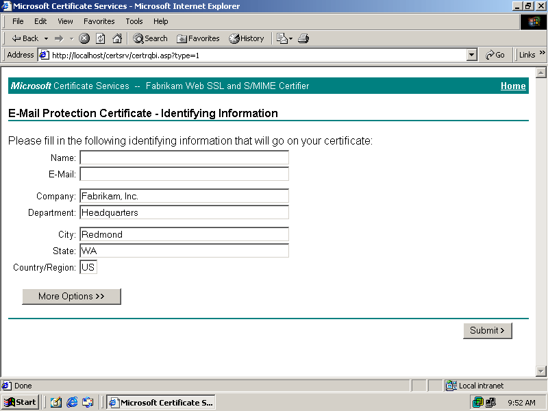 figure 6-26 requesting an s/mime certificate
