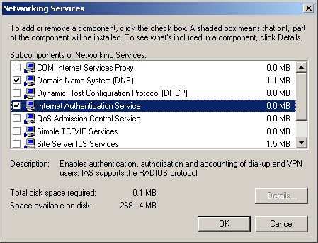 figure 9-11 the networking services dialog box