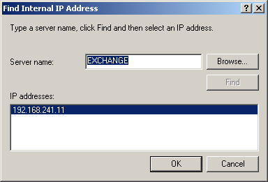 figure 11-21 selecting the inside ip address for the mail server