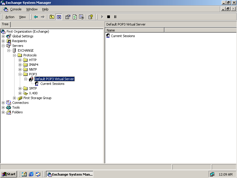 figure 11-22 the exchange system manager showing the pop3 protocol service