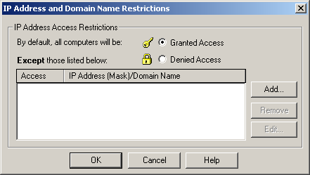 figure 12-4 ip address and domain name restrictions dialog box
