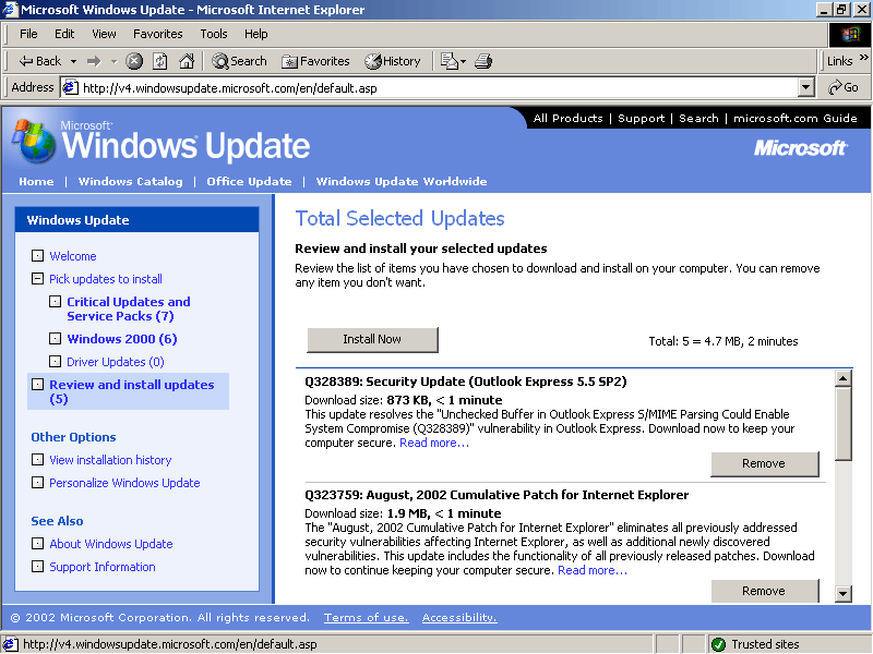 figure 14-14 windows update displays the list of critical updates