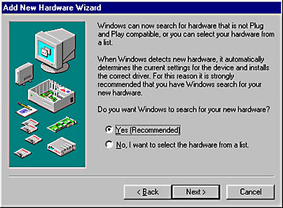 graphic a-13. a screen from the add new hardware wizard in windows 98.