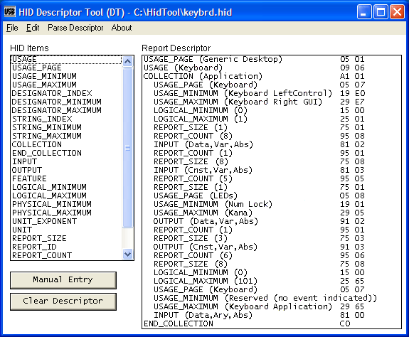 Usb report descriptor generator parts