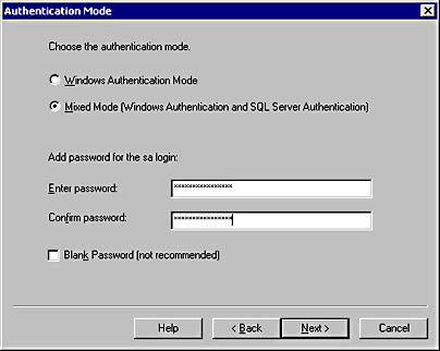  figure 2.6 - choosing the authentication mode. 