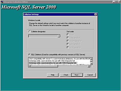  figure 2.9 - changing default collation settings. 