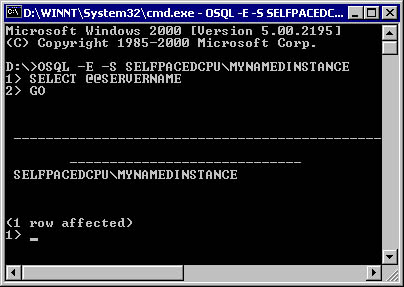  figure 3.11 - using the osql command with the –e switch. 