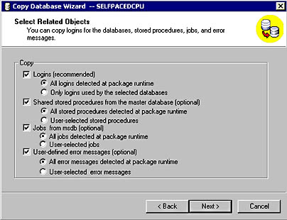  figure 4.8 - selecting database objects to upgrade. 