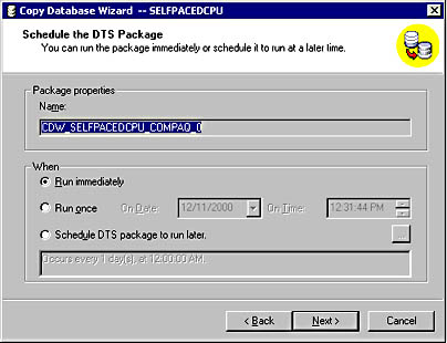  figure 4.9 - scheduling the dts package. 