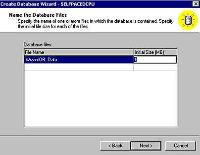  figure 6.3 - naming the database files. 