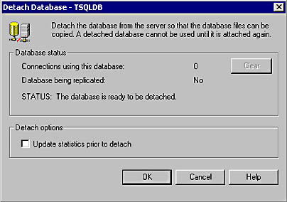  figure 6.18 - the detach database dialog box. 