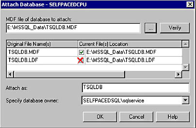  figure 6.20 - reattaching a database using sql server enterprise manager. 