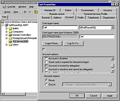  figure 10.4 - enabling a computer to be trusted for delegation. 