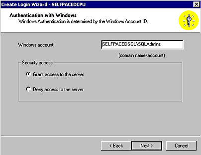  figure 10.8 - granting or denying a new login access to the server. 