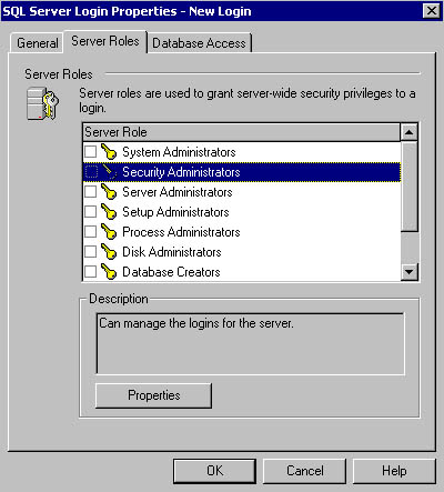  figure 10.14 - selecting the server role for the login being created. 
