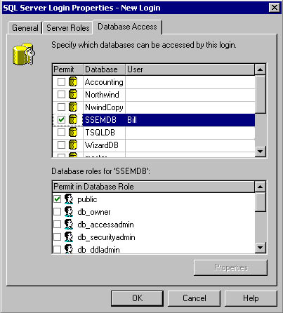  figure 10.17 - selecting the databases that the new login may access. 