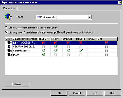  figure 11.3 - viewing only users or roles with permissions on the particular object. 