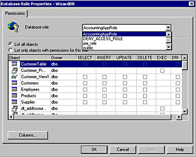  figure 11.8 - configuring permissions for the new role. 