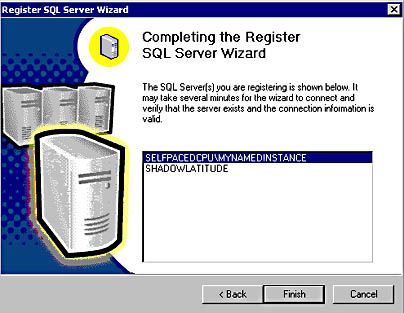  figure 12.19 - verifying connections to the servers being registered. 