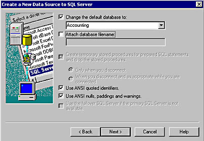  figure 12.37 - specifying database settings for a dsn. 