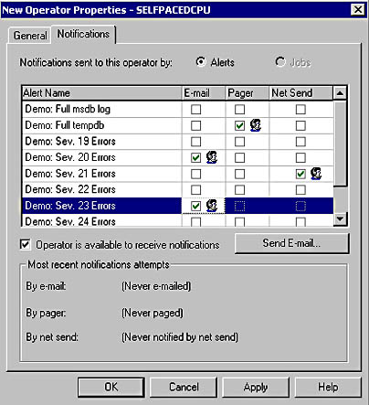  figure 13.2 - viewing and configuring operator notifications. 