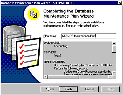  figure 13.51 - completing the database maintenance plan. 