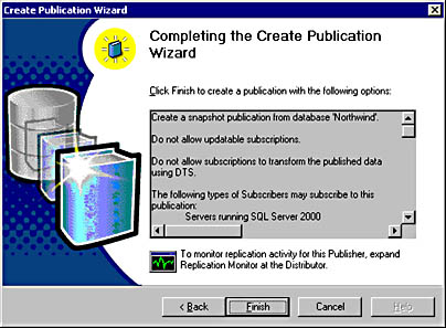  figure 15.34 - completing the create publication wizard. 