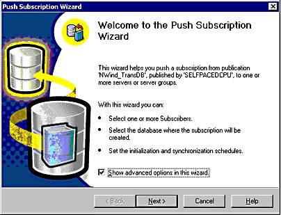 figure 15.47 - starting the push subscription wizard. 