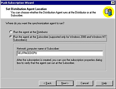  figure 15.50 - setting the distribution agent location. 