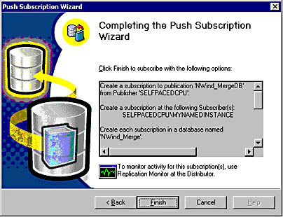  figure 15.60 - completing the push subscription wizard. 