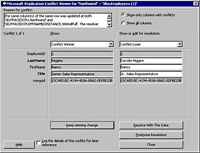  figure 15.89 - microsoft replication conflict viewer. 