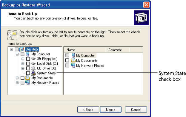 figure 3-6 backup or restore wizard is the default user interface for backup utility. if you'd rather use the classic user interface, click advanced mode on the first page.