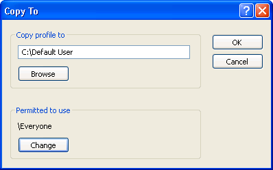 figure 12-6 copy the template user profile using this dialog box; don't copy the folder using windows explorer because doing so copies artifacts that you don't want in the profile.