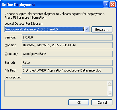 figure 3-14 selecting a logical datacenter to test a deployment against