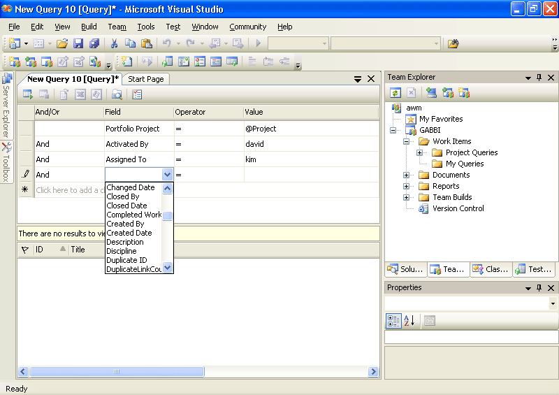 figure 6-1 creating a new work item query from team explorer