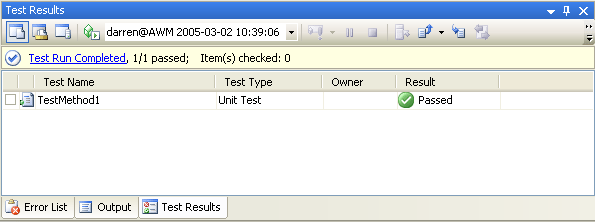 figure 6-19 unit test results--passed! 