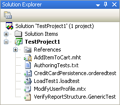 figure 7-4 a test project and its files in solution explorer