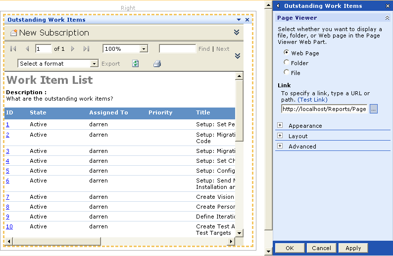 figure 9-8 adding a page viewer web part to the project portal