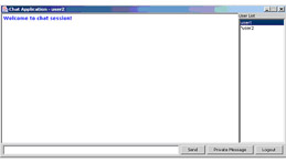click to expand: this figure shows the chat application window for user2. the user list pane displays the names of two users, user1 and user2, who are connected to the chat session.