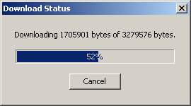 this figure shows the download status dialog box that displays the file downloading status and a progress bar.