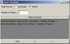 click to expand: this figure shows the book interface dialog box that displays a book in the list. in this book, the end user sets the page format of the first two pages as landscape.