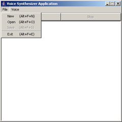 click to expand: this figure shows the options available in the file menu of the voice synthesizer application.