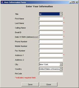 click to expand: this figure shows the user information form for the form validation application.