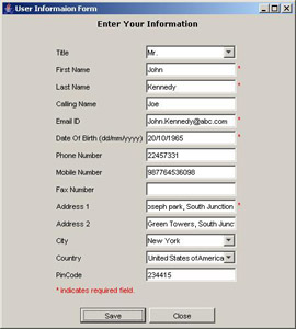 click to expand: this figure shows the user inputs filled by an end user in the user information form.